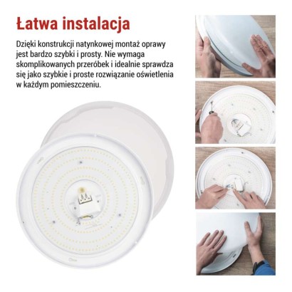 Oprawa sufitowa LED TIVI, okrągła biała 19W, IP44, neutralna biel