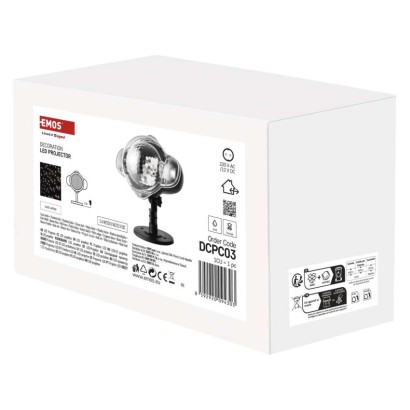 LED dekoratívny projektor – padajúce vločky, vonkajší aj vnútorný, biela