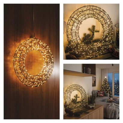 LED vianočný veniec – 480 LED, vonkajší aj vnútorný, teplá biela