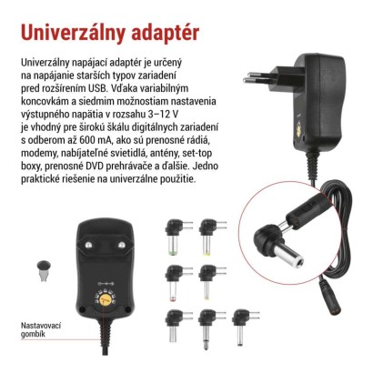 Univerzálny pulzný napájací zdroj 600 mA s hrebienkom