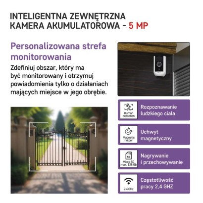 GoSmart Kamera zewnętrzna IP-210 SNAP z WiFi, z akumulatorem