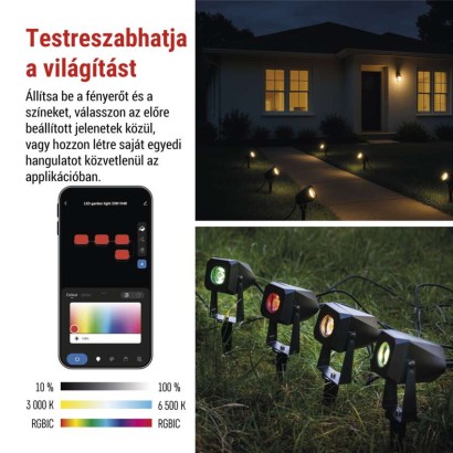 GoSmart kültéri LED spotlámpa, bővítő készlet, 1 darab, 1,5 W, RGBIC dimmelhető, WiFi