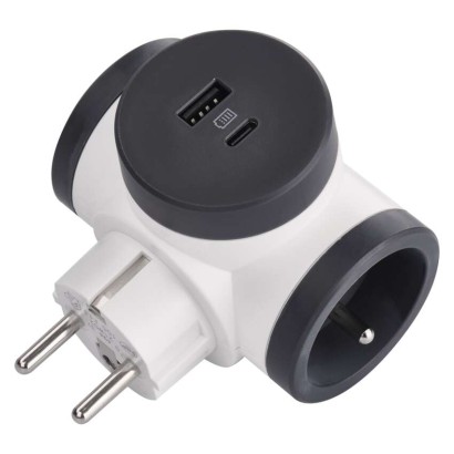 LEGRAND Revolution Rozbočovacia zásuvka 2×, 1× USB-A + 1×USB-C