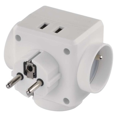 Rozgałęźnik 3× czarny, 2× USB