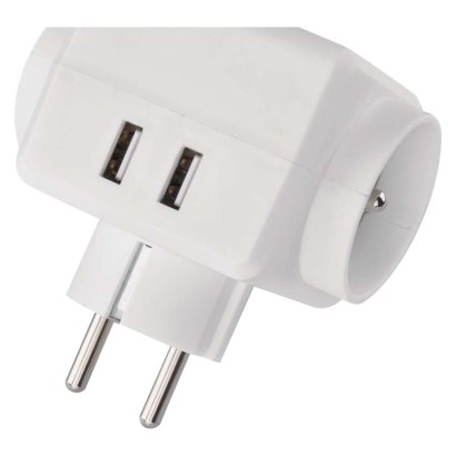 Rozgałęźnik 3× czarny, 2× USB