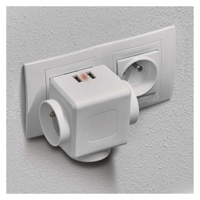 Rozgałęźnik 3× czarny, 2× USB