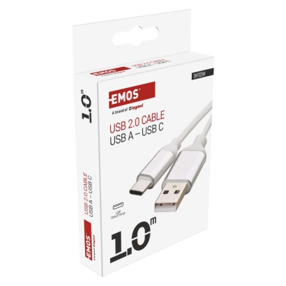 Nabíjecí a datový kabel USB-A 2.0 / USB-C 2.0, 1 m, bílý
