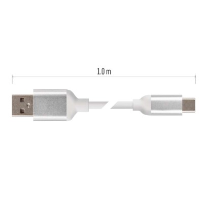 Nabíjecí a datový kabel USB-A 2.0 / USB-C 2.0, 1 m, bílý