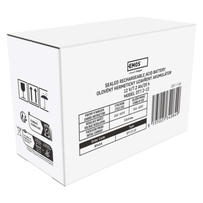 SLA (hermētisks svina un skābes elementu) akumulators, 12 V/7,2 Ah, Faston, 4,7 mm