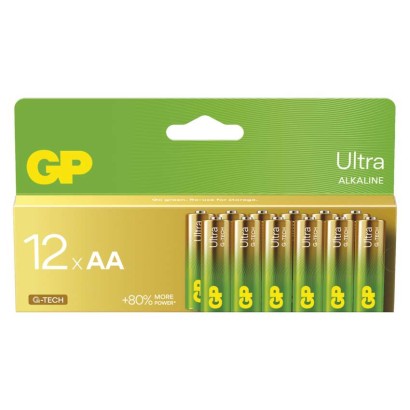 Alkalická baterie GP Ultra AA (LR6), 12 ks