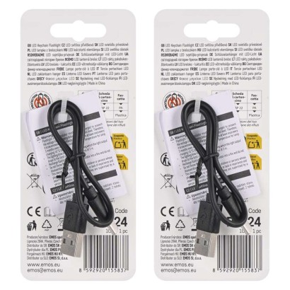 Uzlādējams mini LED lukturītis - atslēgu piekariņš, 100 lm, 12 gab., vitrīna