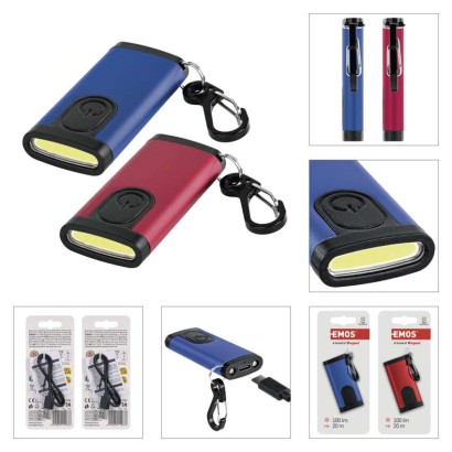 Uzlādējams mini LED lukturītis - atslēgu piekariņš, 100 lm, 12 gab., vitrīna