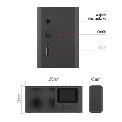 Przenośne radio z Bluetooth, DAB / DAB+ / FM, czarne