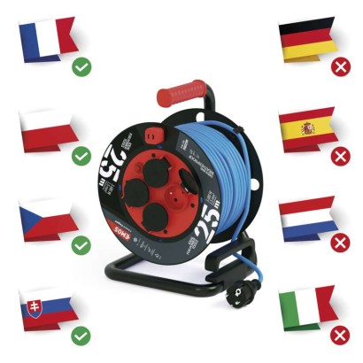 Przedłużacz zwijany mrozoodporny 25 m / 4 gniazda / niebieski / PVC / 230 V / 1,5 mm2