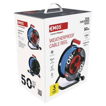 Špeciálny predlžovací kábel na bubne 50 m / 4 zásuvky / PVC / 230 V / 1,5 mm2