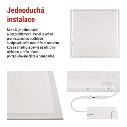 LED panel LUXXO backlit 60×60, čtvercový vestavný bílý, 22W neutr. b.