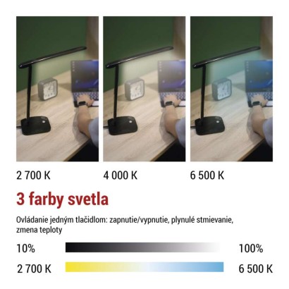 LED stolná lampa CHASE, čierna