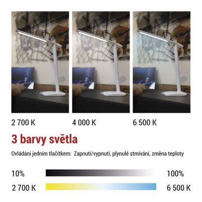 LED stolní lampa CHASE, bílá