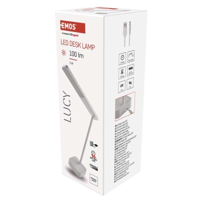 LED stolní lampa LUCY, nabíjecí, bílá