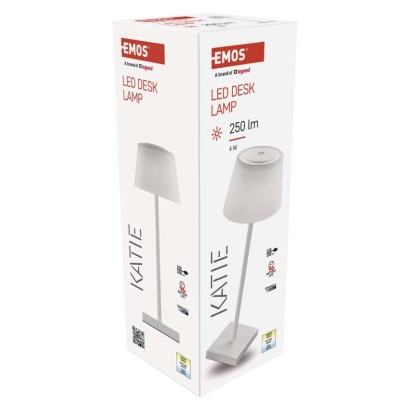 EMOS Katie LED asztali lámpa, újratölthető, fehér