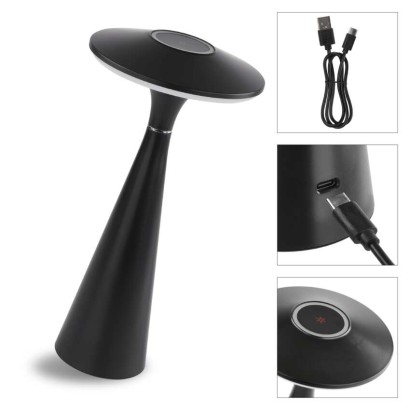 LED stolní lampa JASON, nabíjecí, černá