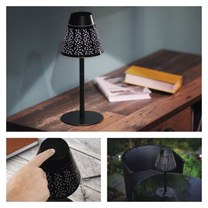 LED stolní lampa GRACE, nabíjecí, černá