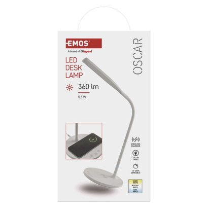 LED stolní lampa OSCAR, bílá