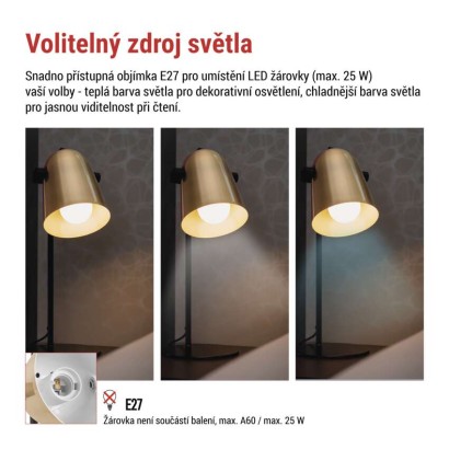 Stolní lampa NINA na žárovku E27, zlatá