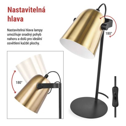 Stolní lampa NINA na žárovku E27, zlatá