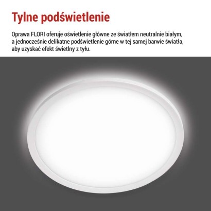 Oprawa LED FLORI okrągła, biała, 18W, neutralna biel