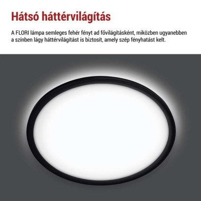 LED felületi lámpatest FLORI fekete, fehér, 18W, semleges fehér