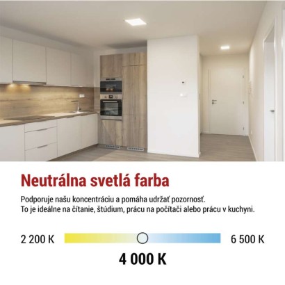 LED prisadené svietidlo FLORI štvorcový, biele, 22W, neutrálna biela