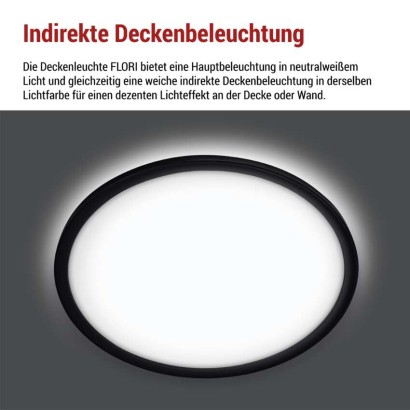 LED-Anbauleuchte FLORI rund, schwarz, 22W, neutralweiß