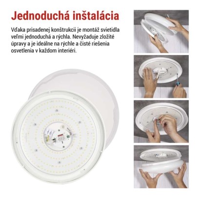 LED stropné svietidlo TIVI, A CLASS, MW sensor, okrúhle biele 8,6W, IP44, Neutrálna biela