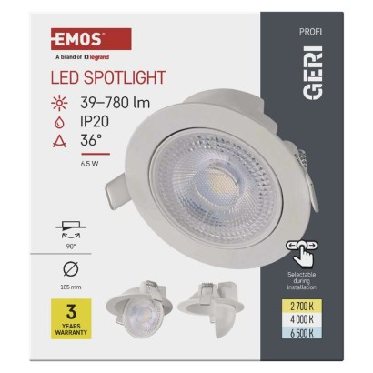LED-Deckenspot GERI 6,5W 780LM IP20 CCT weiss