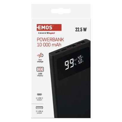 EMOS BETAQ 10 powerbank, 10 000 mAh, 22,5 W, črni