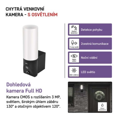 GoSmart Venkovní otočná kamera IP-310 TORCH s WiFi a světlem, černá