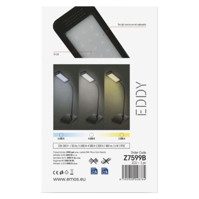 LED stolná lampa Eddy, čierna
