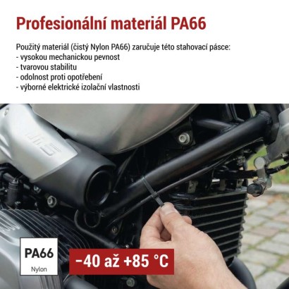 Stahovací páska 150×3,5 mm, černá, 100 ks