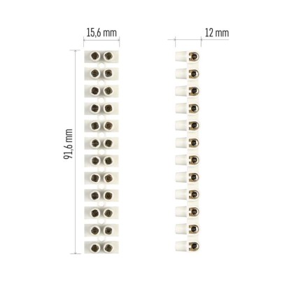 Šroubová svorkovnice 12× 2,5–4 mm2, 450 V, bílá