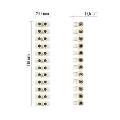 Šroubová svorkovnice 12× 6–10 mm2, 450 V, bílá
