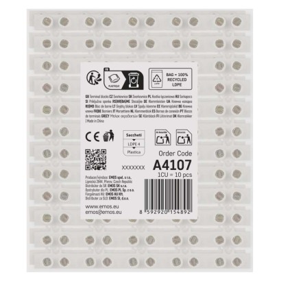 Šroubová svorkovnice 12× 6–10 mm2, 450 V, bílá, 10 ks