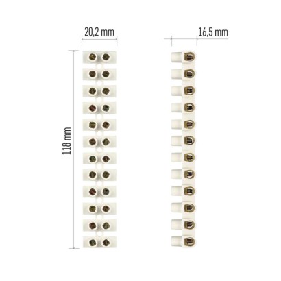 Šroubová svorkovnice 12× 6–10 mm2, 450 V, bílá, 10 ks