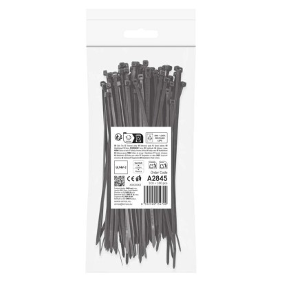 Stahovací páska 200×3,5 mm, černá, 100 ks