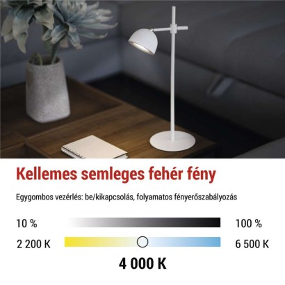 EMOS Sophie LED asztali lámpa, újratölthető, fehér