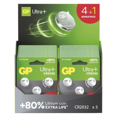 Lithiová knoflíková baterie GP Ultra plus CR2032, 4+1 ks