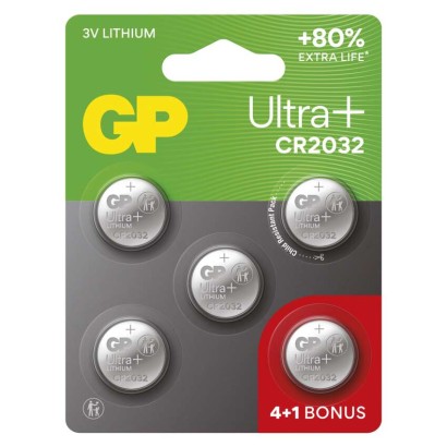 Lithiová knoflíková baterie GP Ultra plus CR2032, 4+1 ks