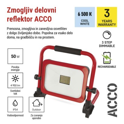 LED reflektor polnilni ACCO 50W CW