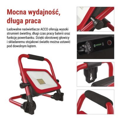Przenośny naświetlacz LED ACCO ładowalny 50W zimna biel