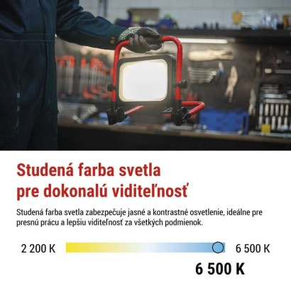 LED reflektor ACCO nabíjací prenosný, 50 W studená biela